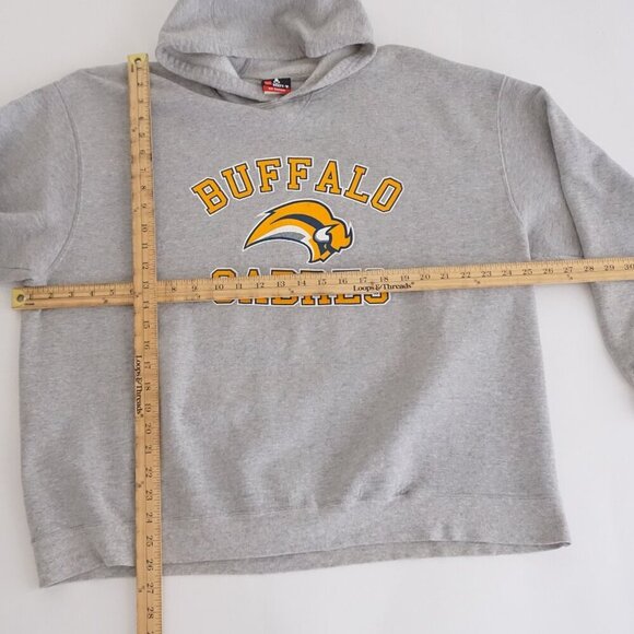 VTG 90s Hanes Beefy-T No Shrink Buffalo Sabers NHL Hoodie Pullover Sweatshirt XL - Picture 3 of 11